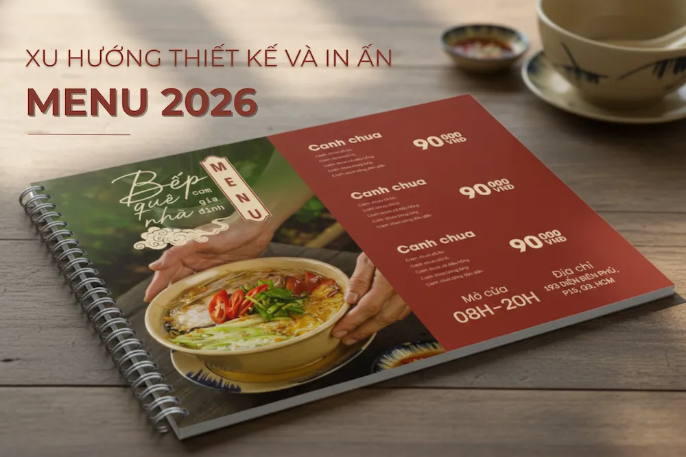 Xu hướng thiết kế & in menu 2026 và mẹo thiết kế menu dễ bán cho bất kỳ hàng quán nào